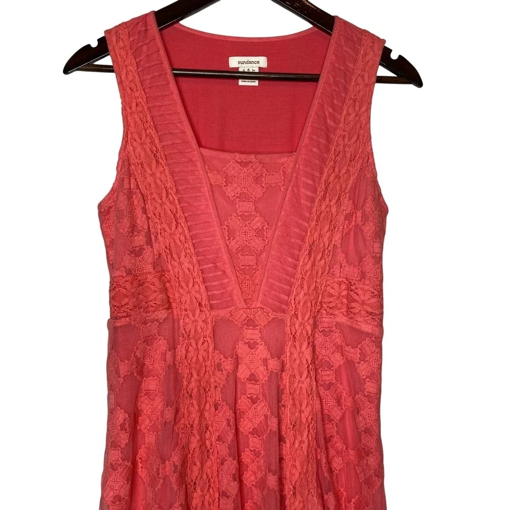 Sundance Romantic Gesture Lace Dress Coral Sleeveless Knee Length size 4 - Picture 3 of 6